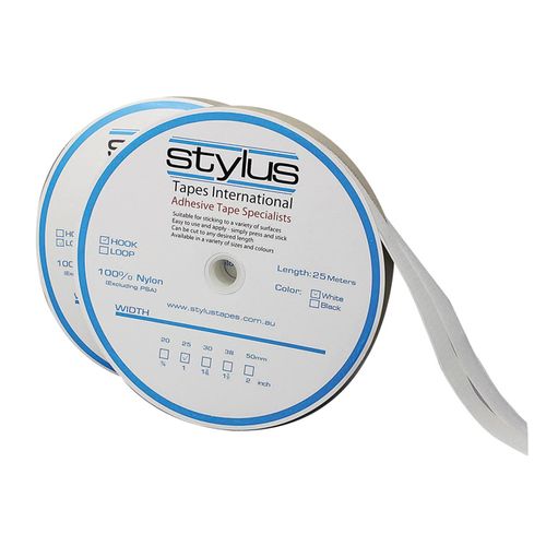 Stylus Hook Only Strip 25mm X 25m White